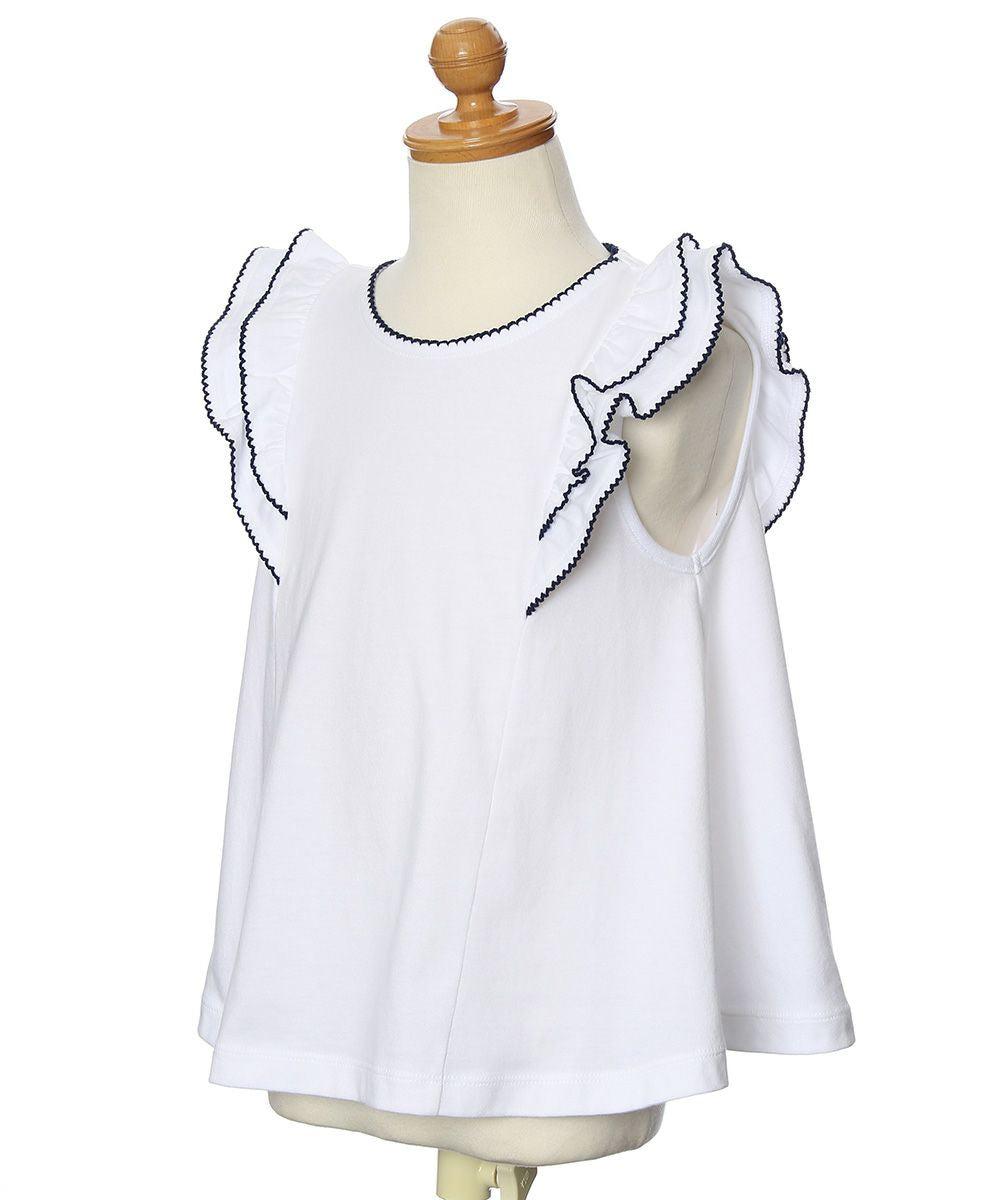 100 % cotton ruffle sleeve T -shirt Off White torso