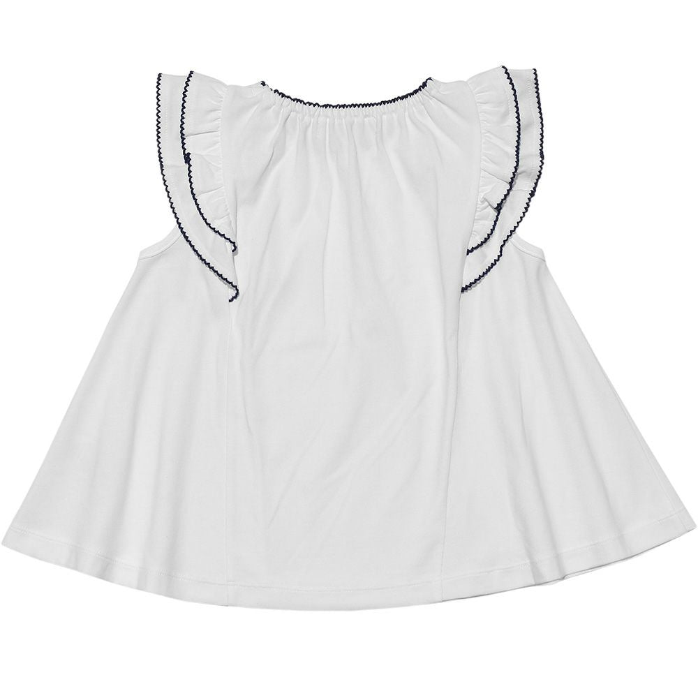 100 % cotton ruffle sleeve T -shirt Off White back