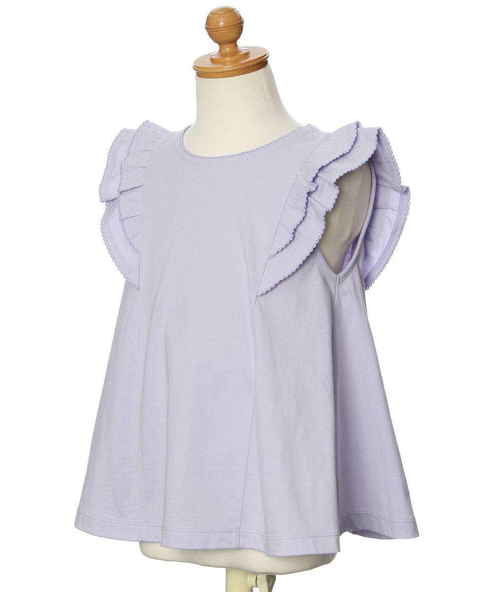 100 % cotton ruffle sleeve T -shirt Purple torso