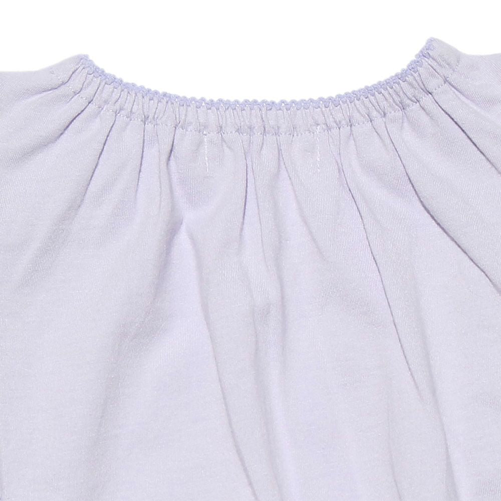 100 % cotton ruffle sleeve T -shirt Purple Design point 2
