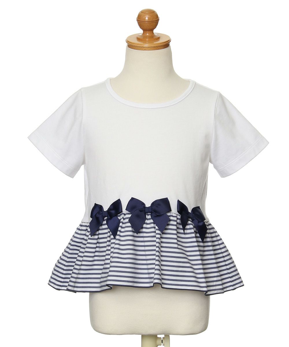 100 % cotton T-shirt with striped frilled hem and ribbons Off White torso