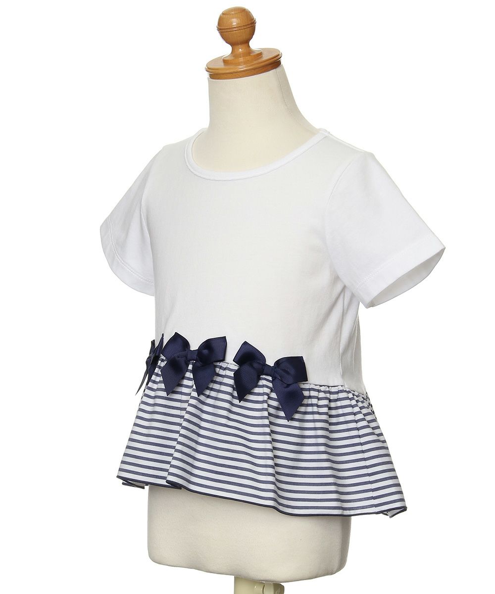100 % cotton T-shirt with striped frilled hem and ribbons Off White torso