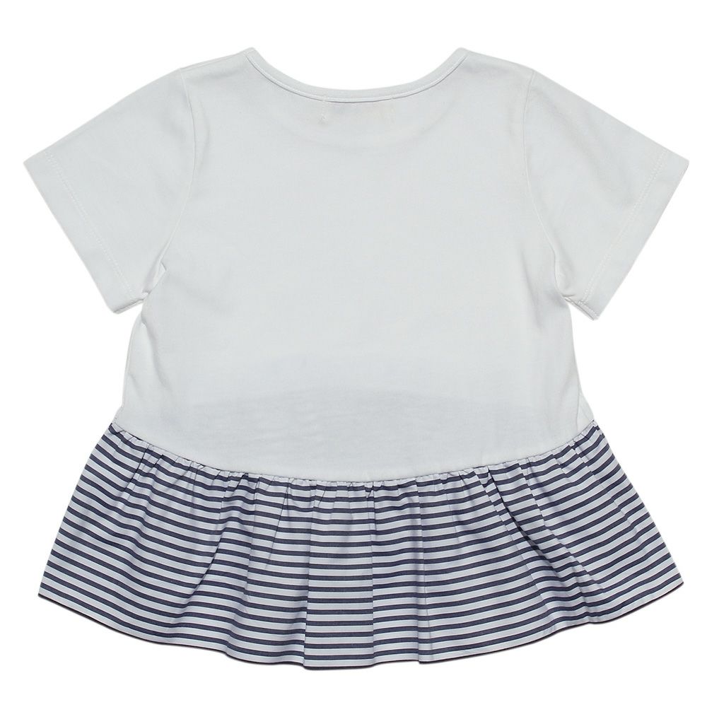 100 % cotton T-shirt with striped frilled hem and ribbons Off White back