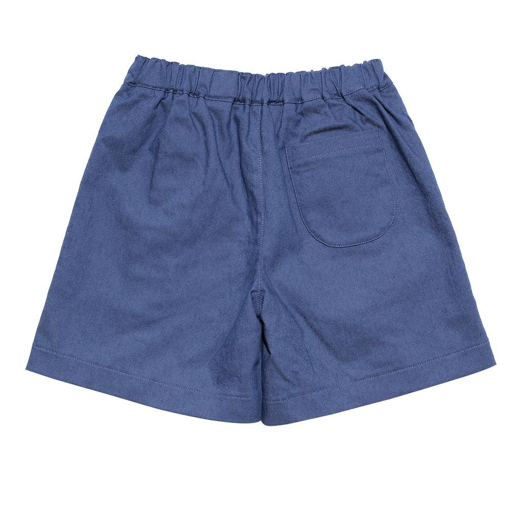 Short pants with stretch twill frills Blue back