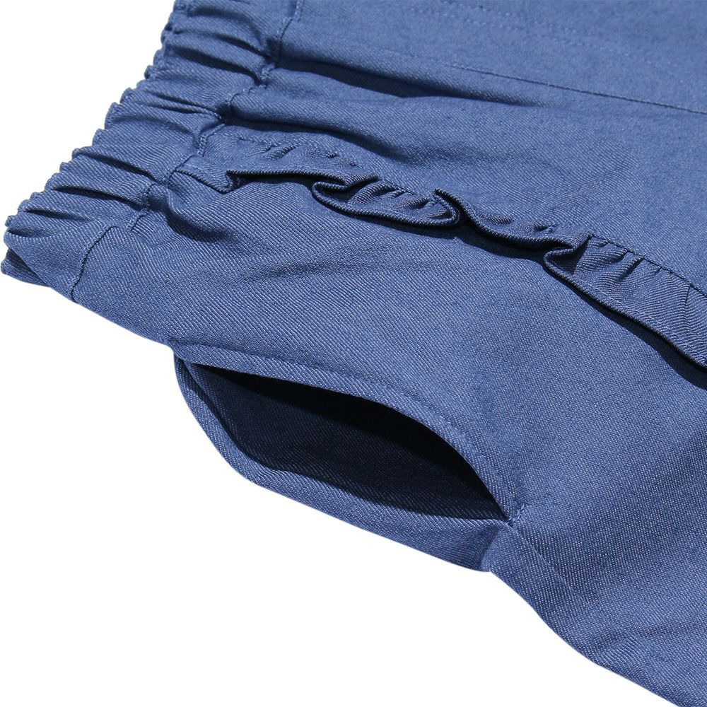 Short pants with stretch twill frills Blue Design point 1