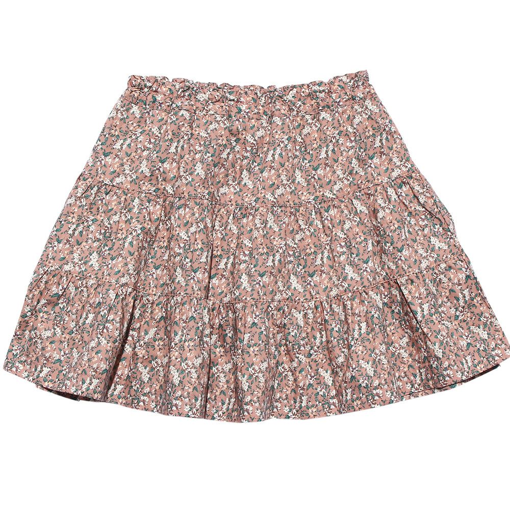 100 % cotton floral gathered apartment skirt Pink front