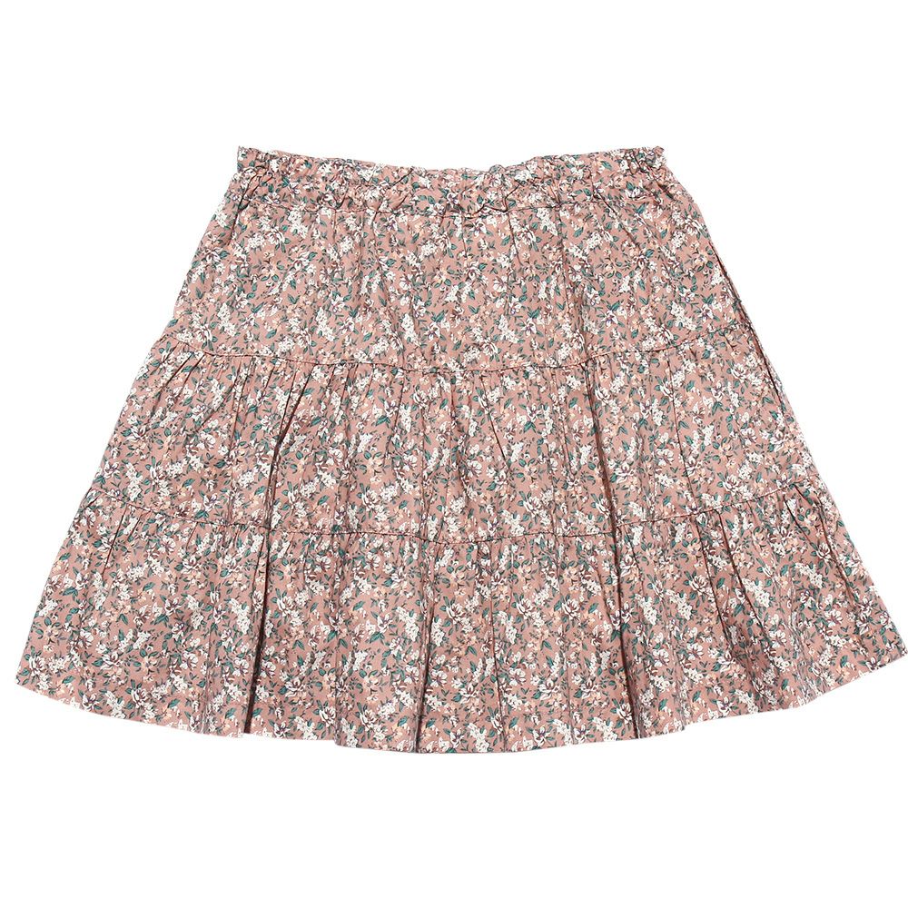 100 % cotton floral gathered apartment skirt Pink back