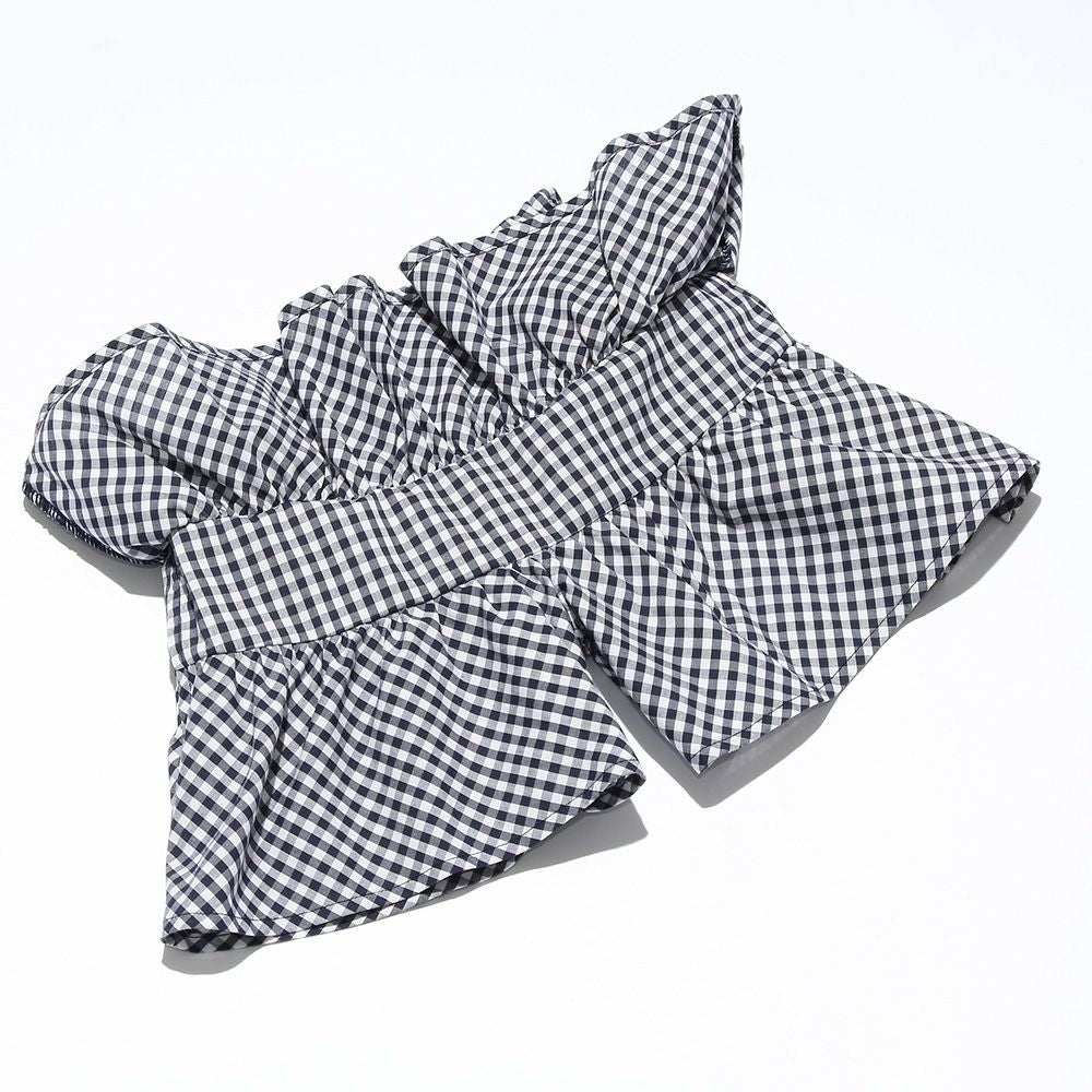 Baby size gingham check pattern culotto pants Navy Design point 1