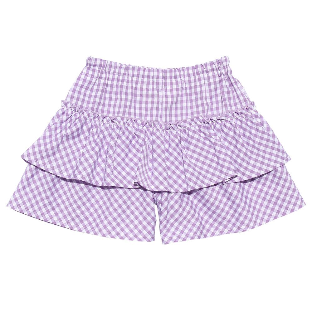 Baby size gingham check pattern culotto pants Purple back