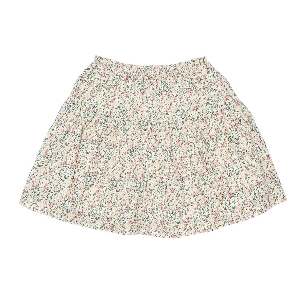 Children's clothing girl girl flower pattern gather skirt off -white (11) front