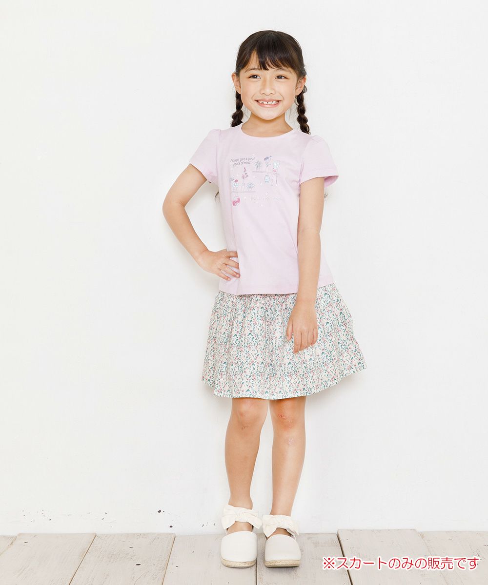 Children's clothing girl girl flower pattern gather skirt off -white (11) model image whole body