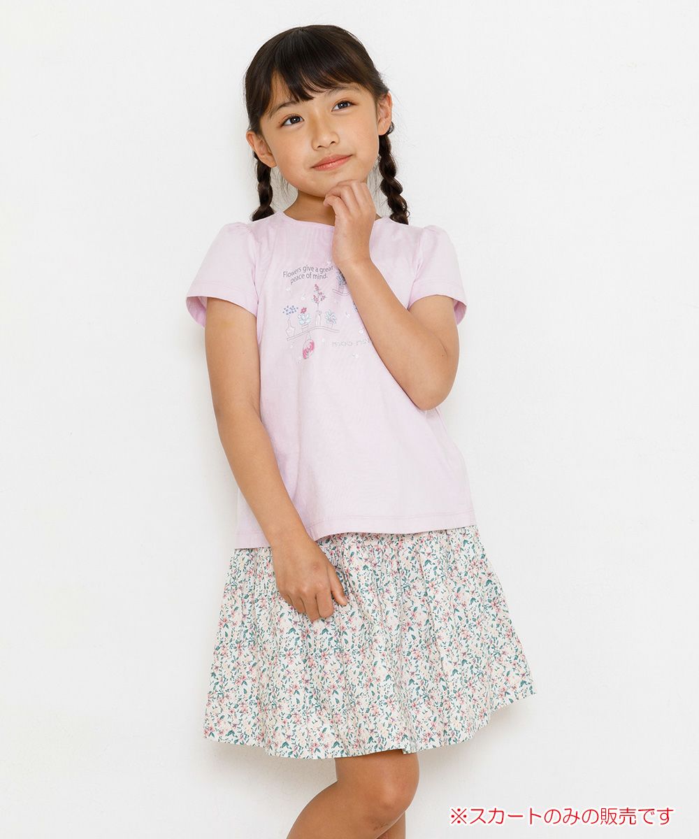 Children's clothing girl girl flower pattern gather skirt off -white (11) model image 1