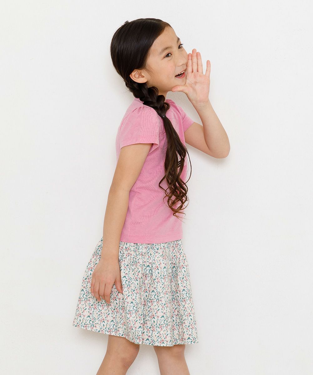 Children's clothing girl girl flower pattern gather skirt off -white (11) model image 4