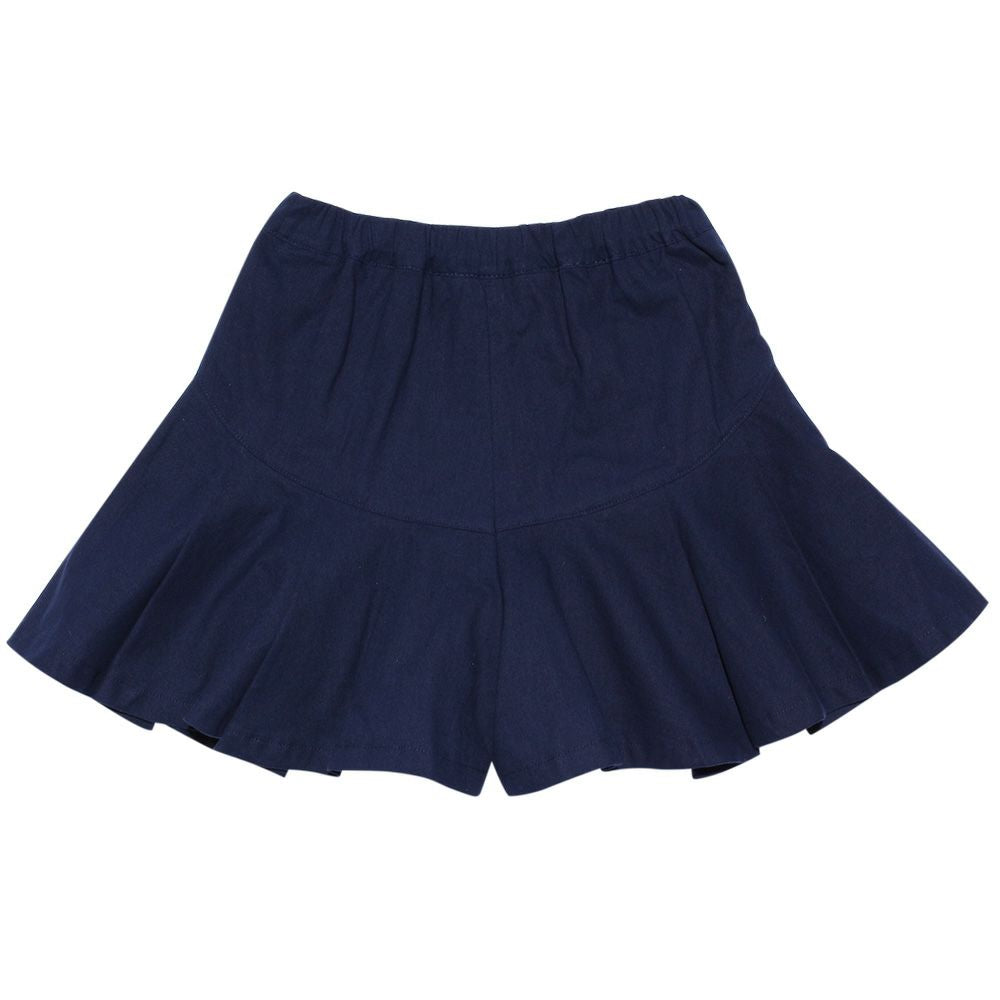 Music embroidery pleat -style culottes Navy back