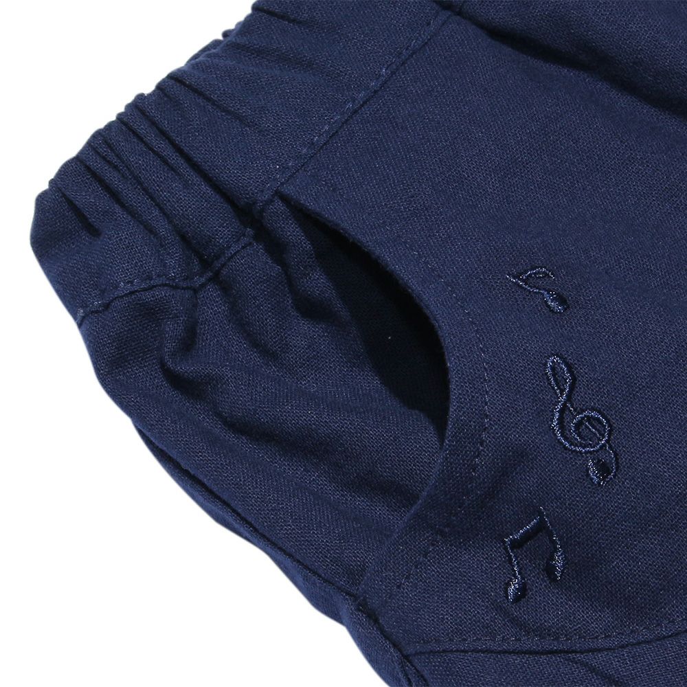 Music embroidery pleat -style culottes Navy Design point 2
