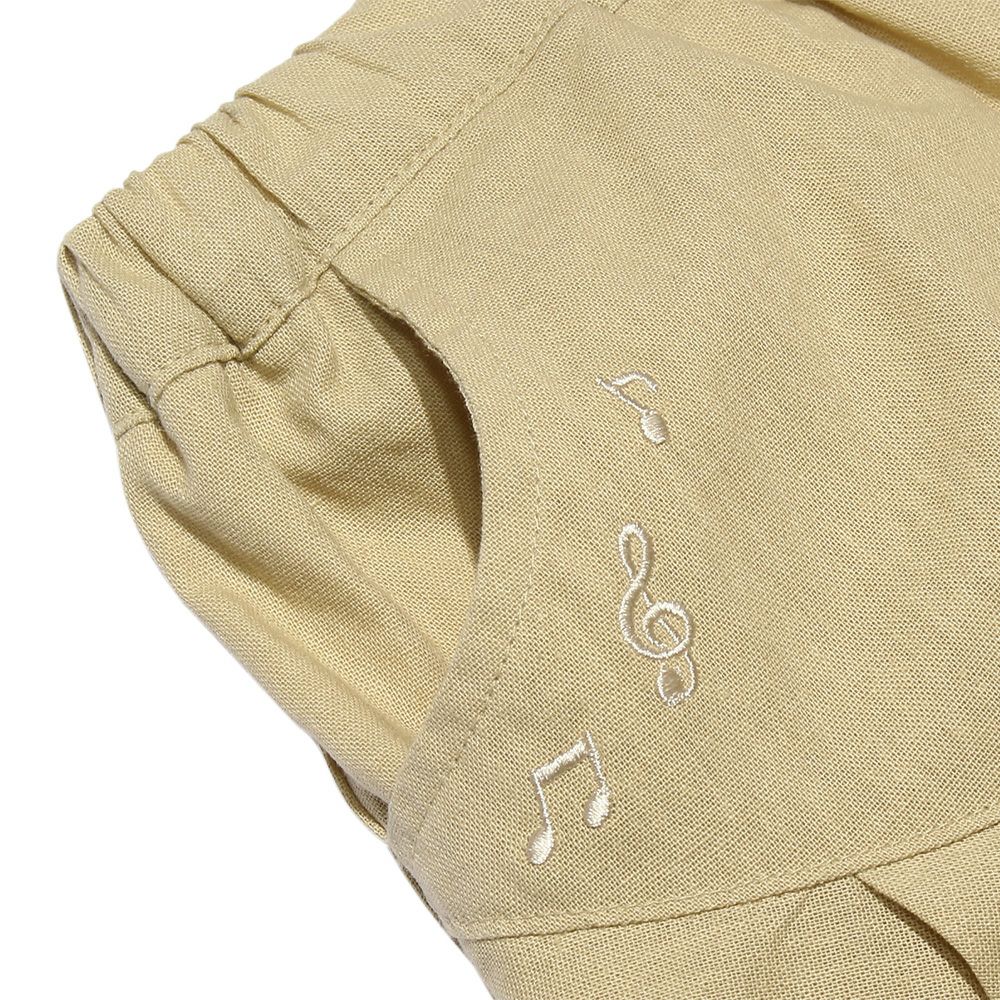 Music embroidery pleat -style culottes Beige Design point 2