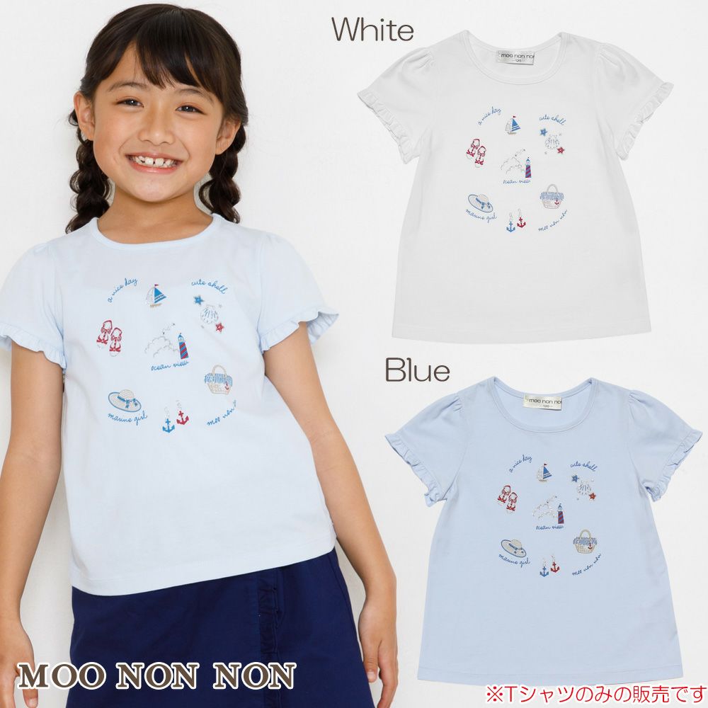 100 % cotton marine icon T-shirt with frilled sleeves  MainImage