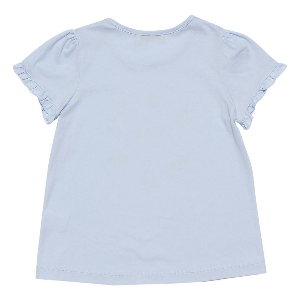 100 % cotton marine icon T-shirt with frilled sleeves Blue back