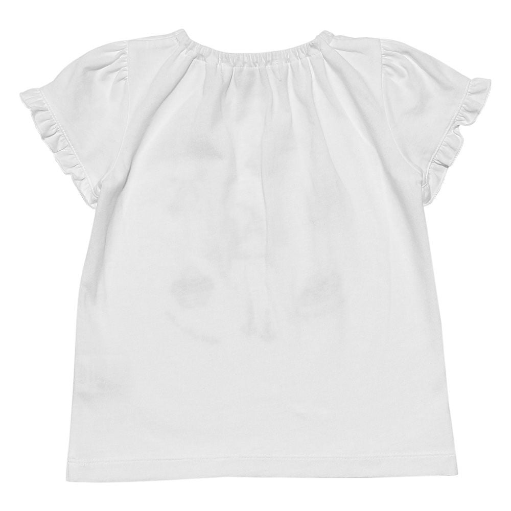Baby size 100 % cotton marine icon T-shirt with frilled sleeves Off White back