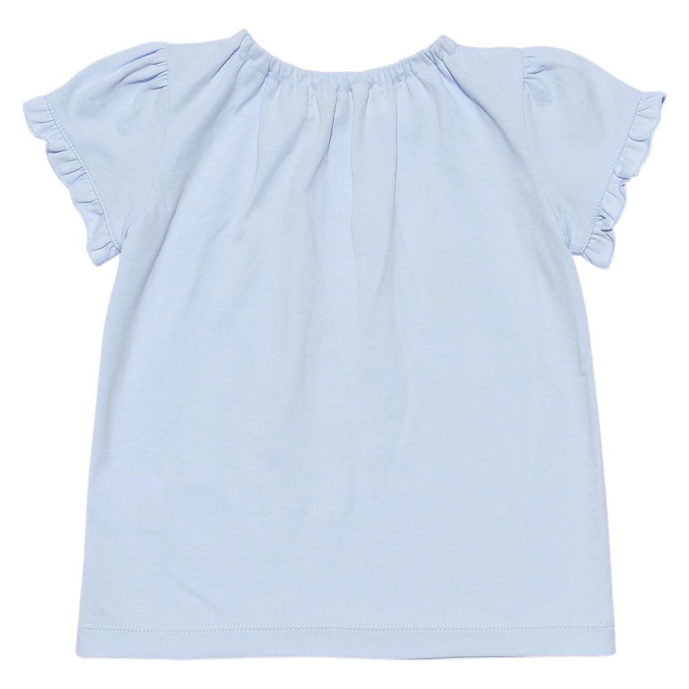 Baby size 100 % cotton marine icon T-shirt with frilled sleeves Blue back