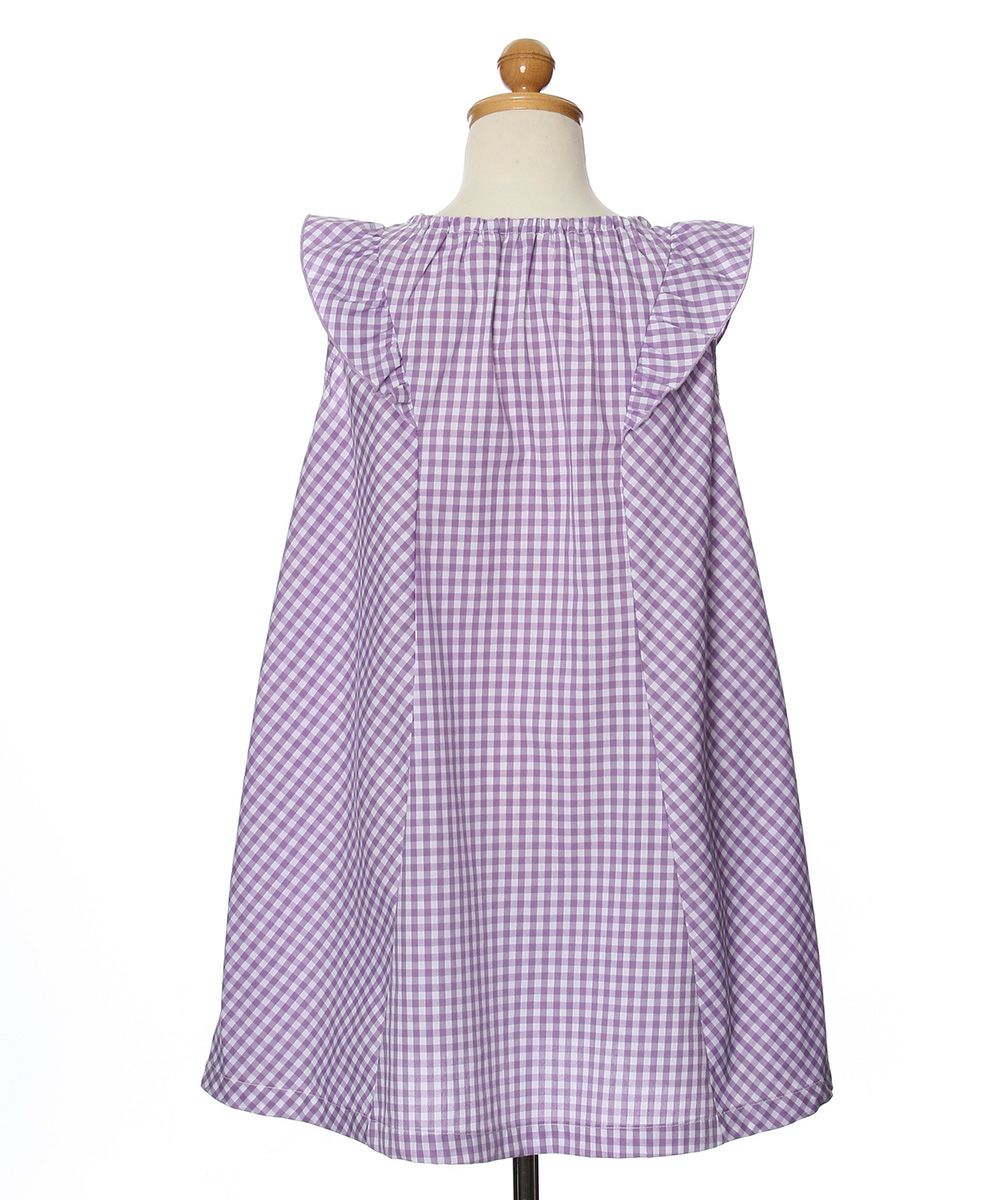 Gingham A line dress will frill and ribbon Purple torso