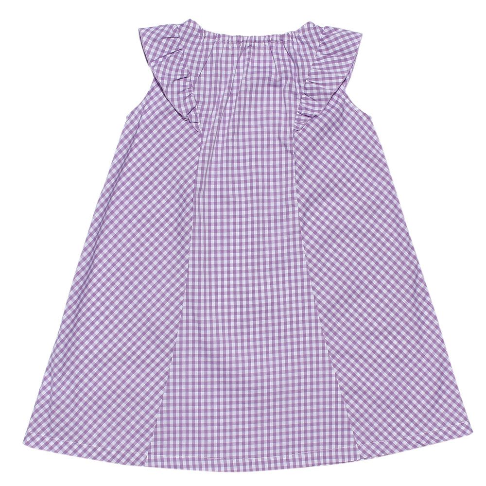 Gingham A line dress will frill and ribbon Purple back