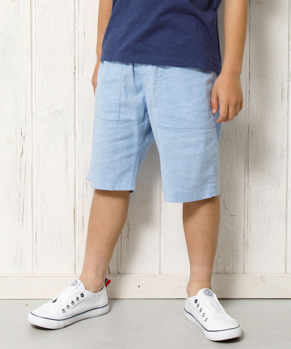 Baby Clothes Boy Dungarian Applike Baker Pants Blue (61) Model Image Up