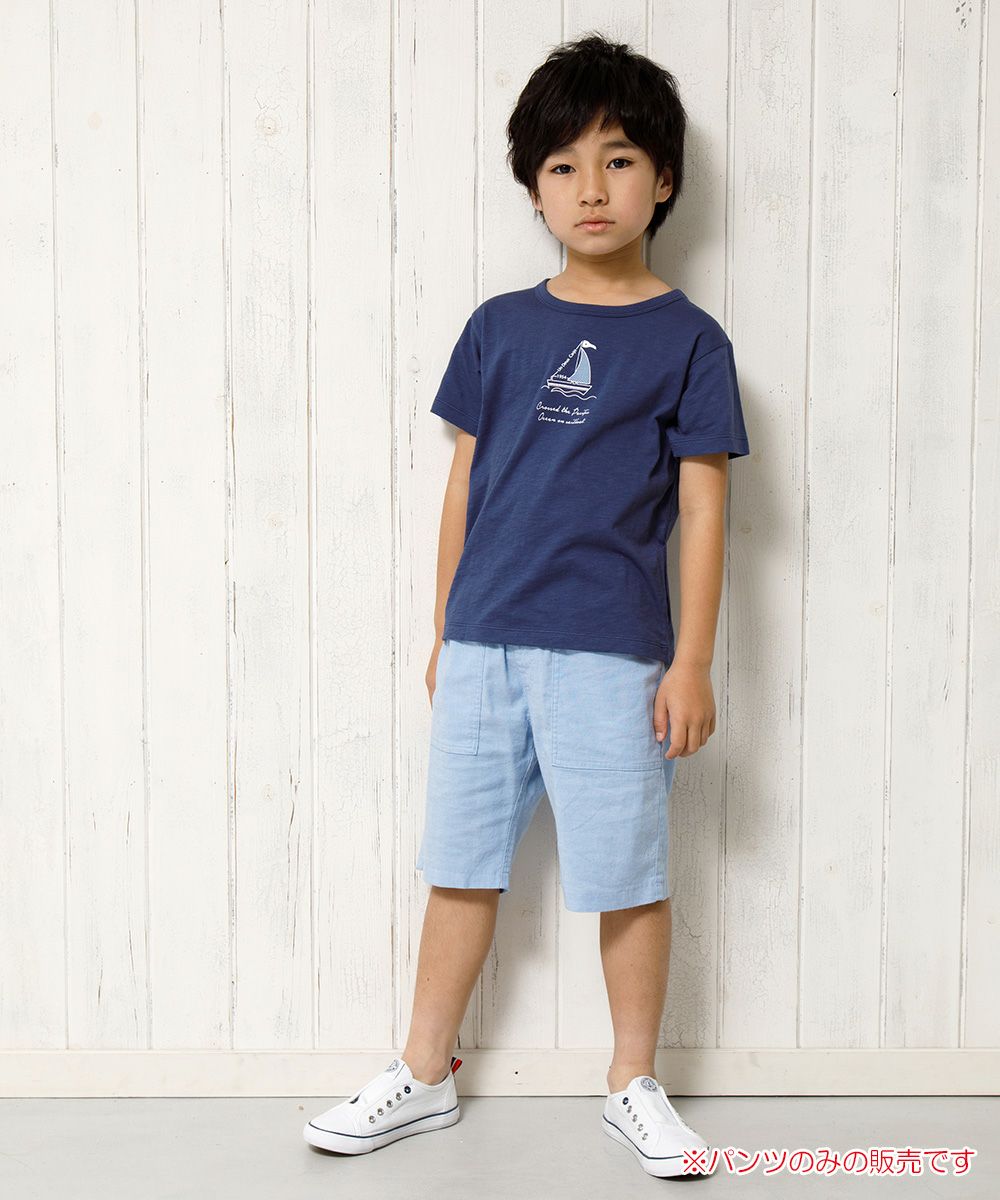 Baby Clothes Boys Dungarian Applike Baker Pants Blue (61) Model Image General Body