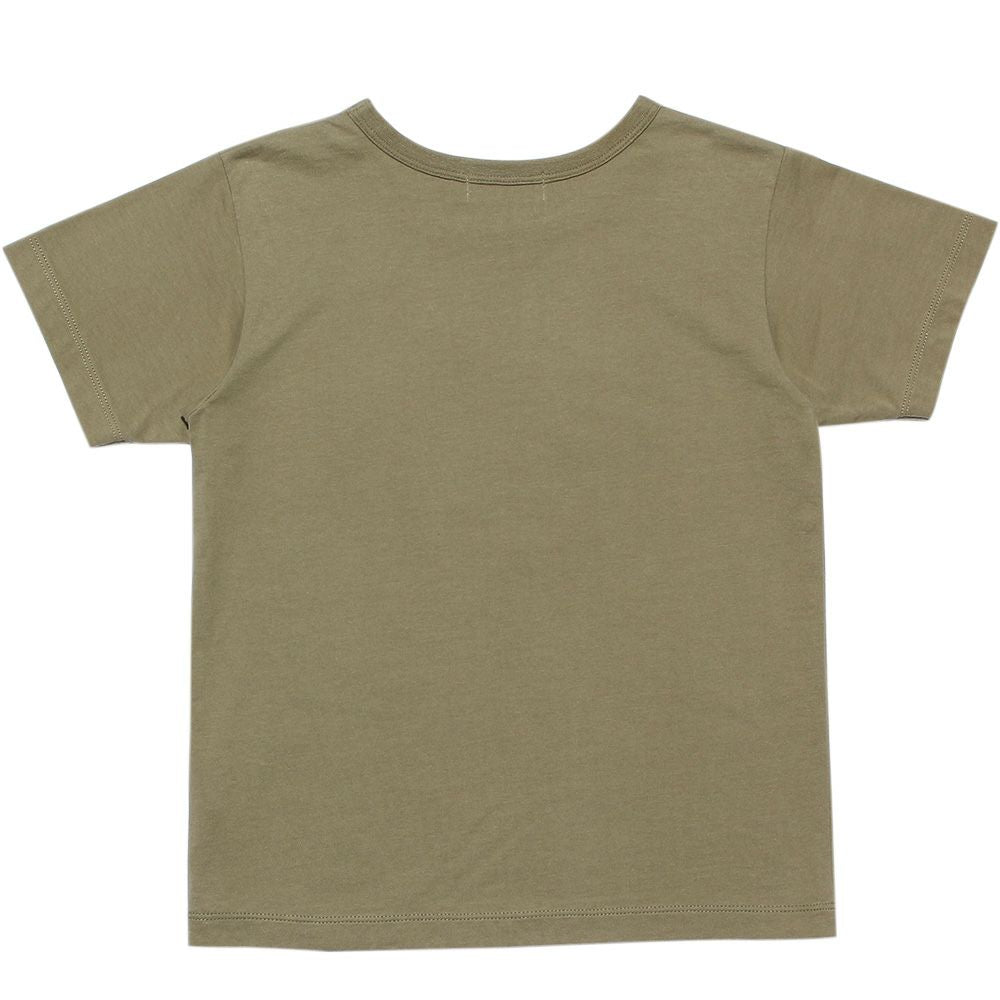 Children's clothing boy 100 % cotton trumpet player & logo embroidery T -shirt khaki (82) back
