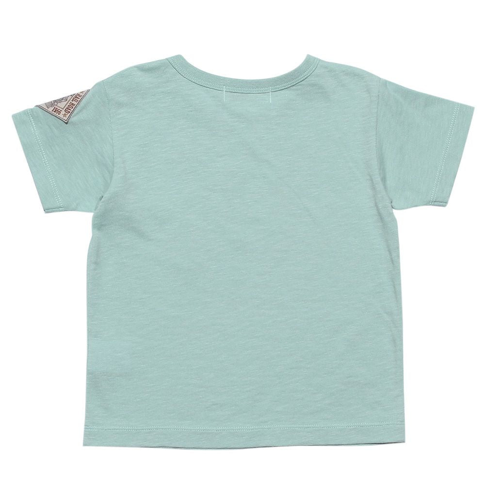 Baby size 100 % cotton vehicle series train print T -shirt Green back