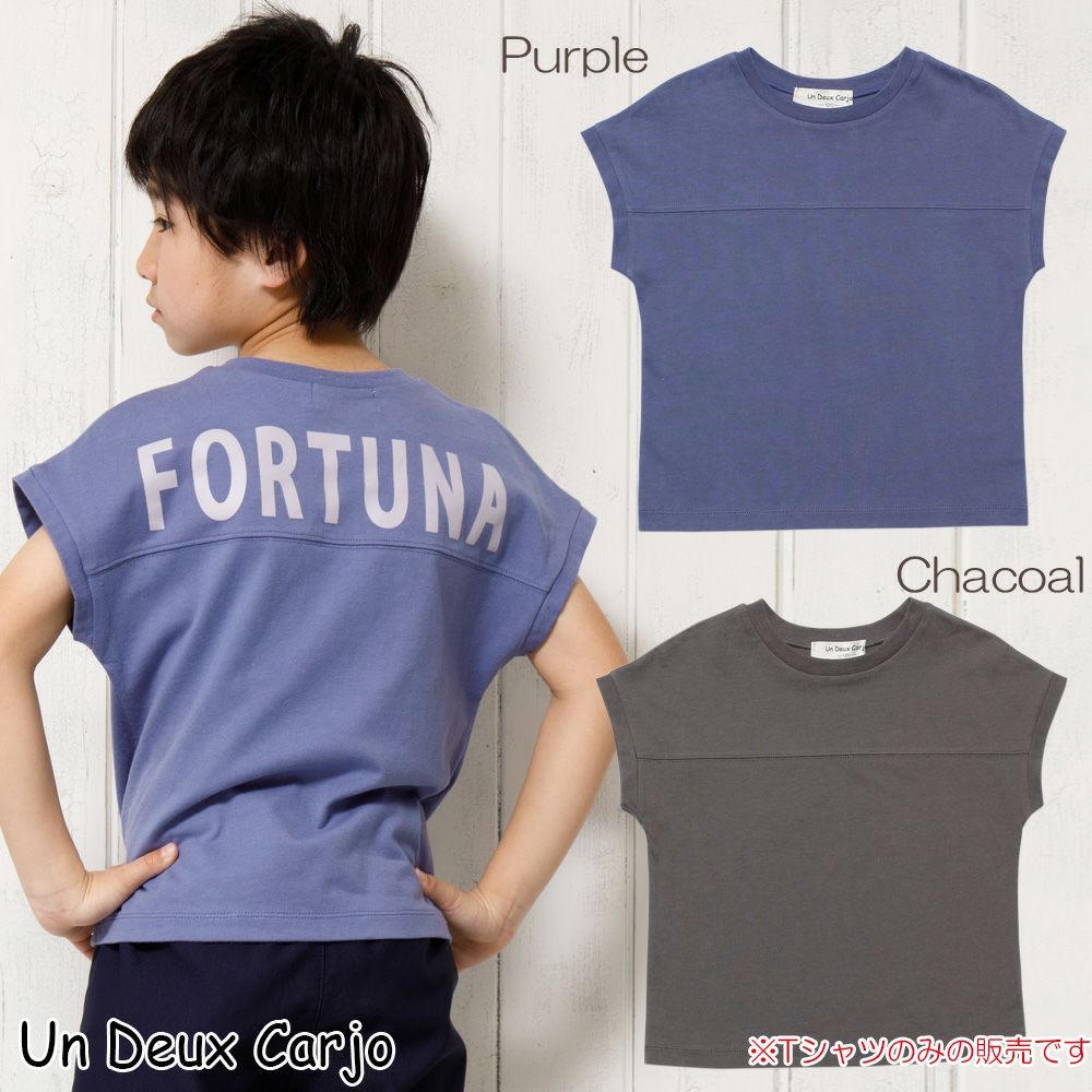 Children's clothing boy 100 % cotton back logo print loose silhouette T -shirt