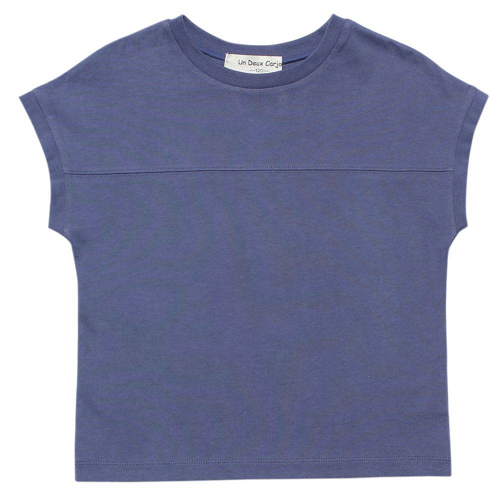 Children's clothing boy 100 % cotton back logo print loose silhouette T -shirt purple (91) front