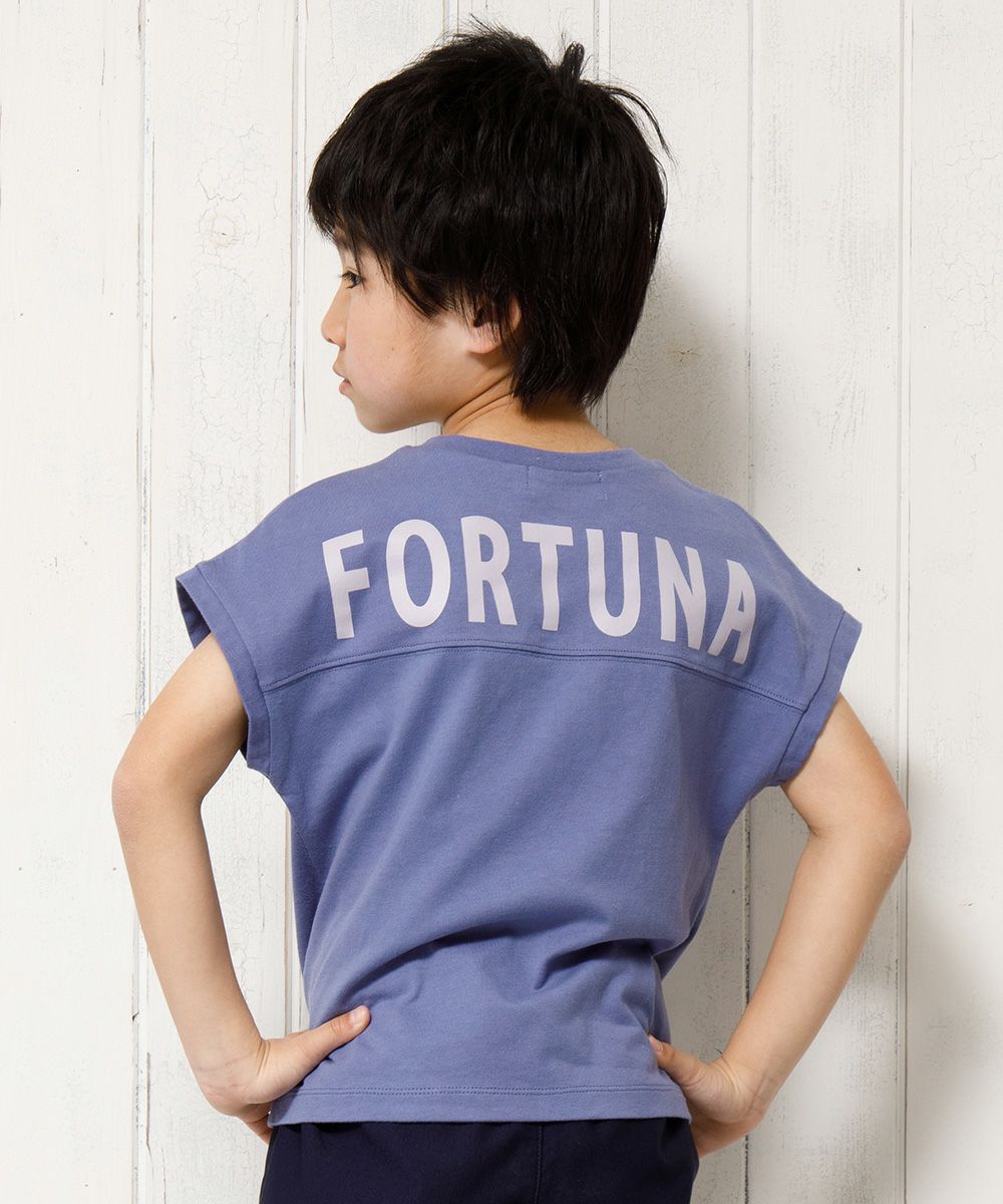 Children's clothing boy 100 % cotton back logo print loose silhouette T -shirt purple (91) model image