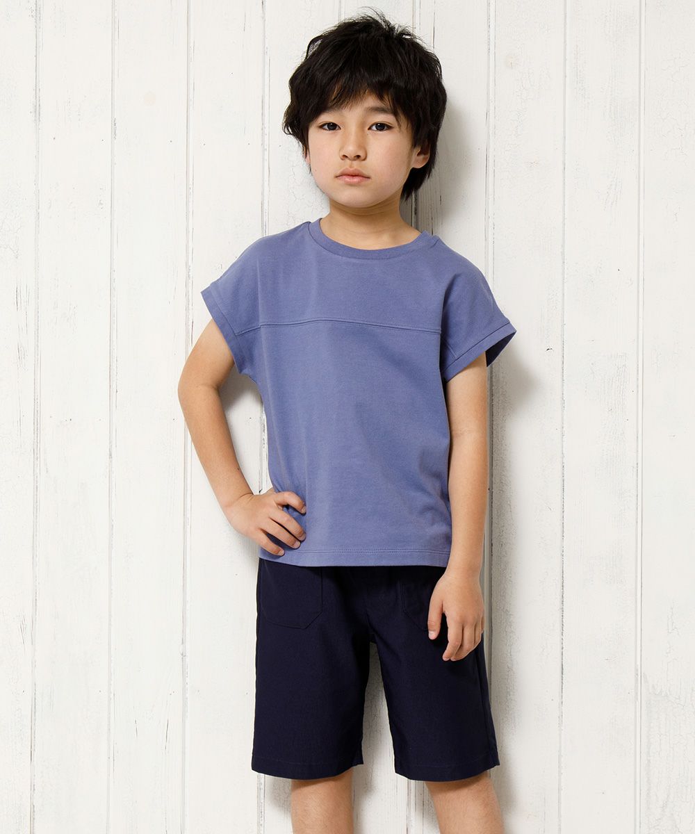 Children's clothing boy 100 % cotton back logo print loose silhouette T -shirt purple (91) model image 2