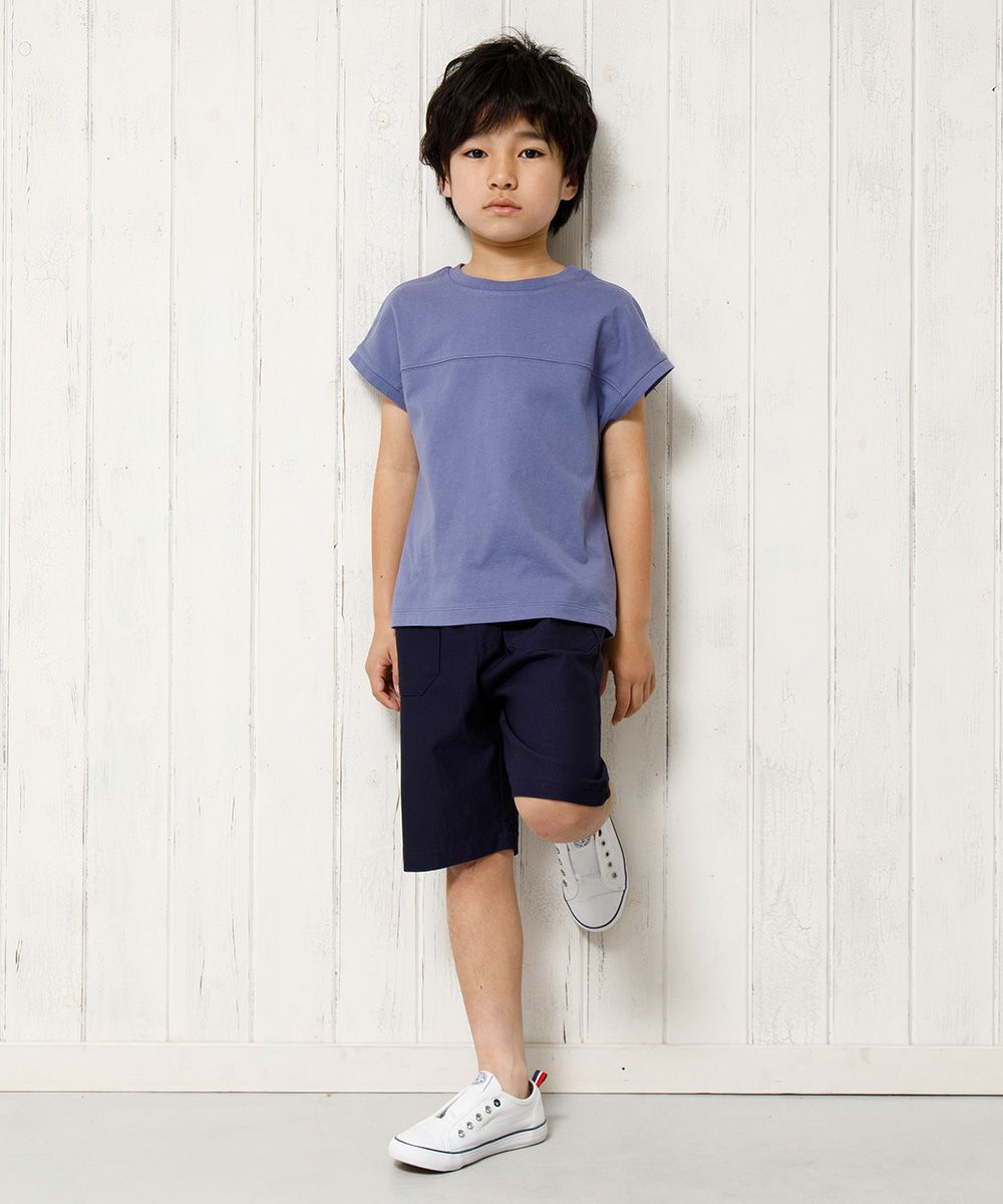 Children's clothing boy 100 % cotton back logo print loose silhouette T -shirt purple (91) model image 3