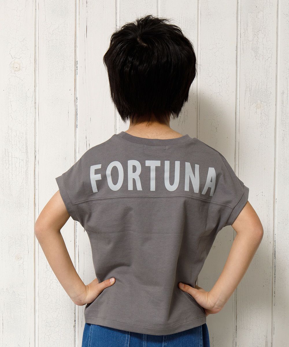 Children's clothing boy 100 % cotton back logo print loose silhouette T -shirt charcoal gray (93) Model image up