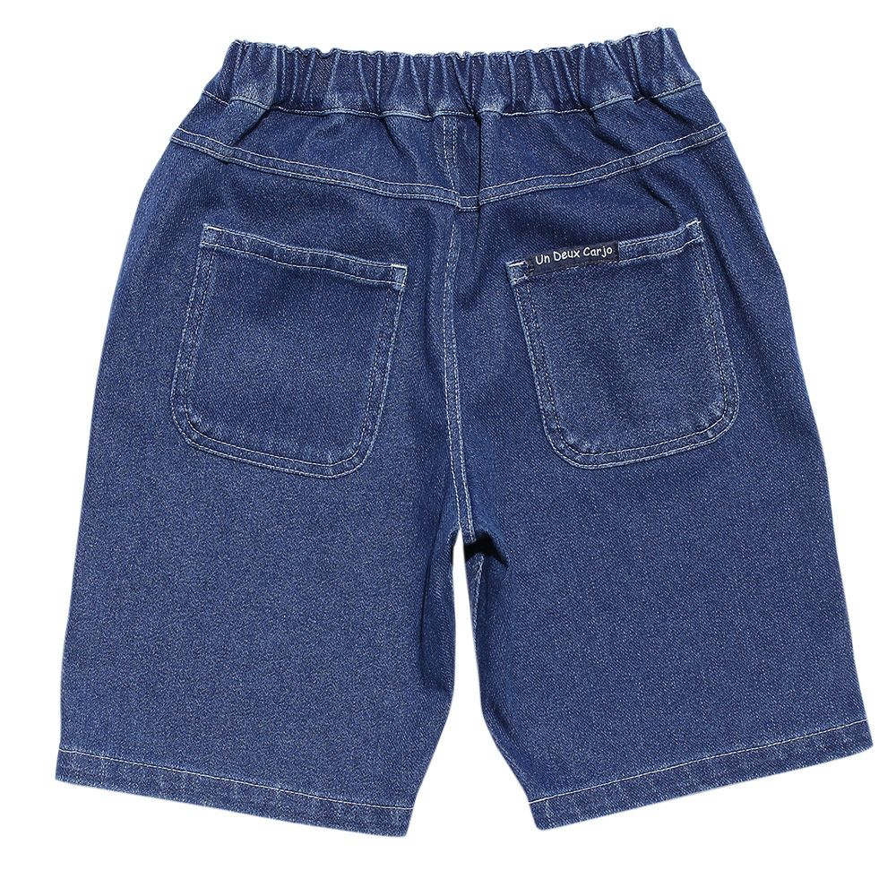 Knit denim shorts with original logoowappen pocket Blue back