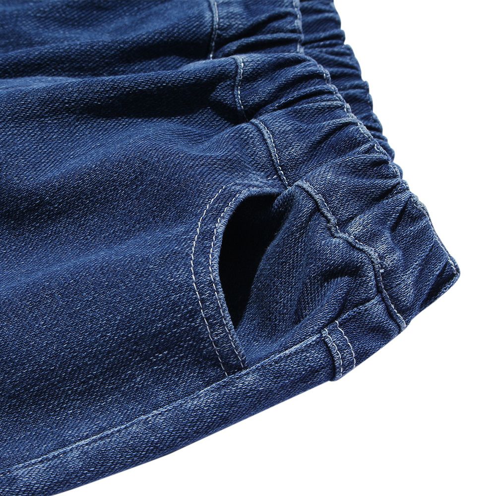 Knit denim shorts with original logoowappen pocket Blue Design point 2