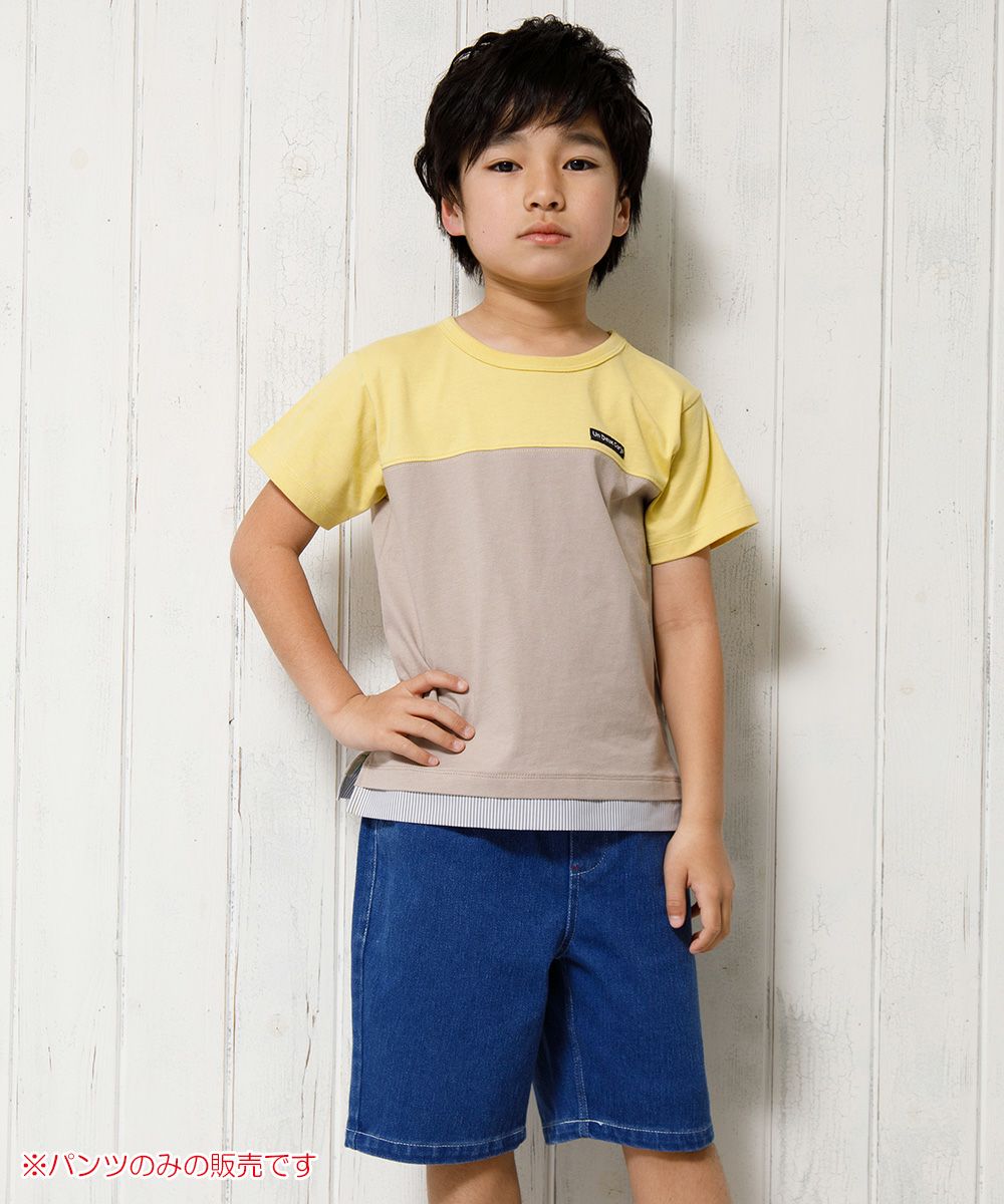 Knit denim shorts with original logoowappen pocket Blue model image 1