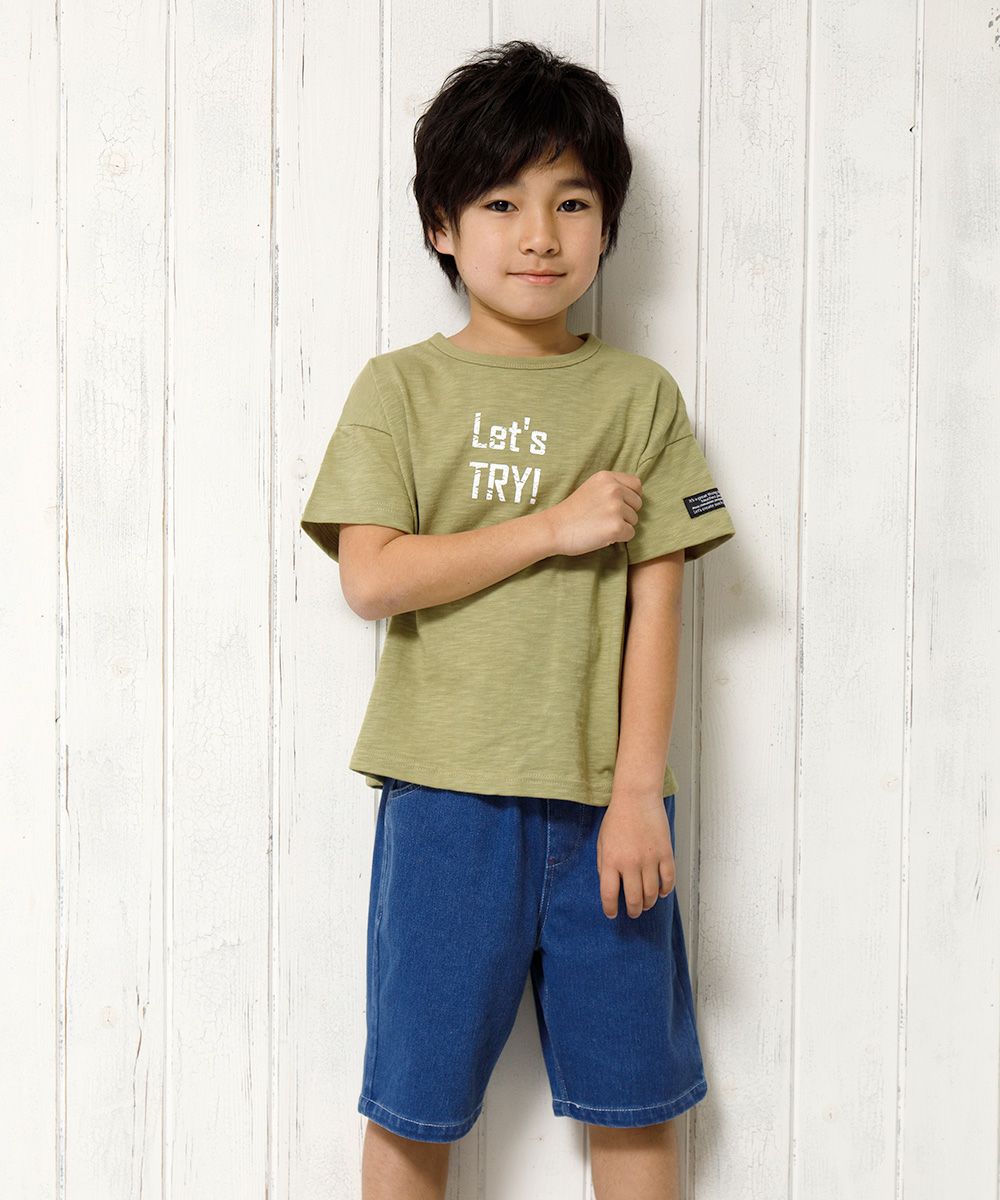 Knit denim shorts with original logoowappen pocket Blue model image 3