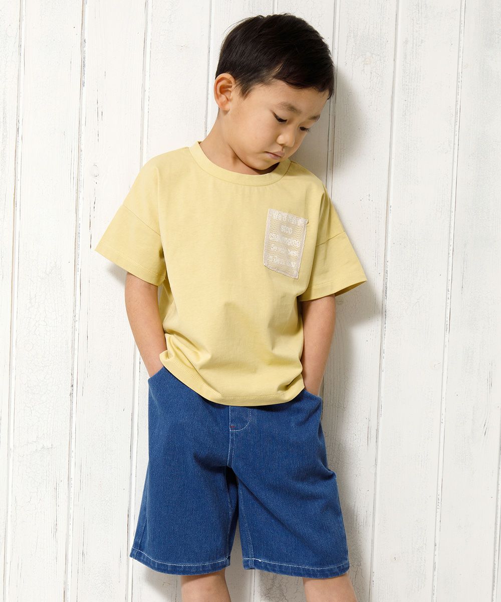 Knit denim shorts with original logoowappen pocket Blue model image 4