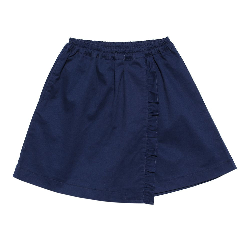 Children's clothing girl rap frills skirt style culotto pants navy (06) front