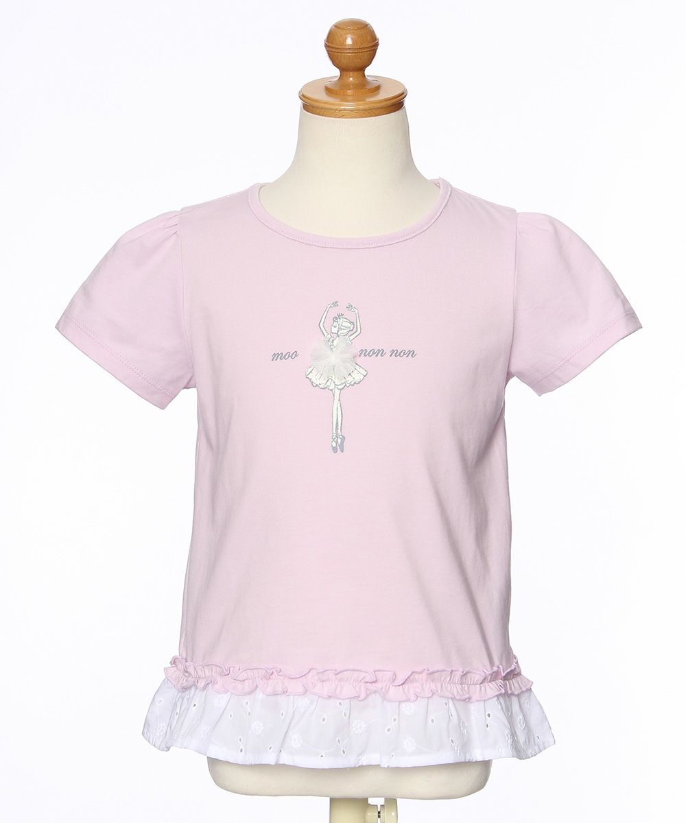 100 % cotton Ballerina print T -shirt with frills Pink torso