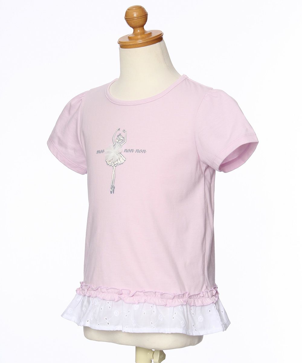 100 % cotton Ballerina print T -shirt with frills Pink torso