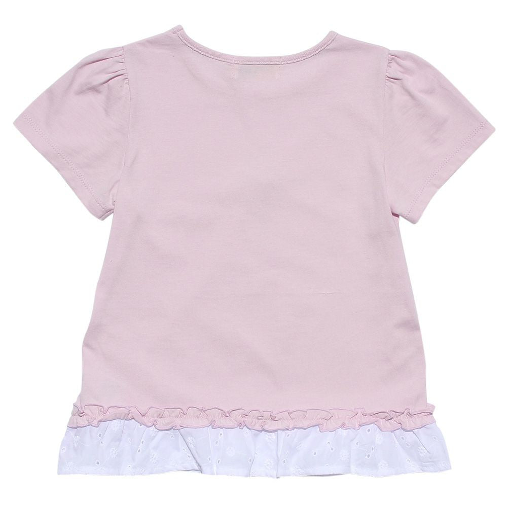 100 % cotton Ballerina print T -shirt with frills Pink back