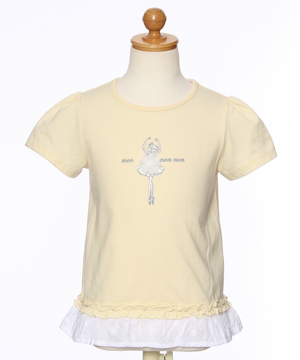 100 % cotton Ballerina print T -shirt with frills Yellow torso