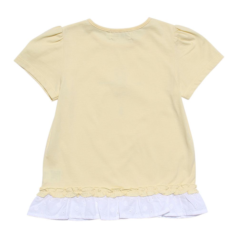 100 % cotton Ballerina print T -shirt with frills Yellow back