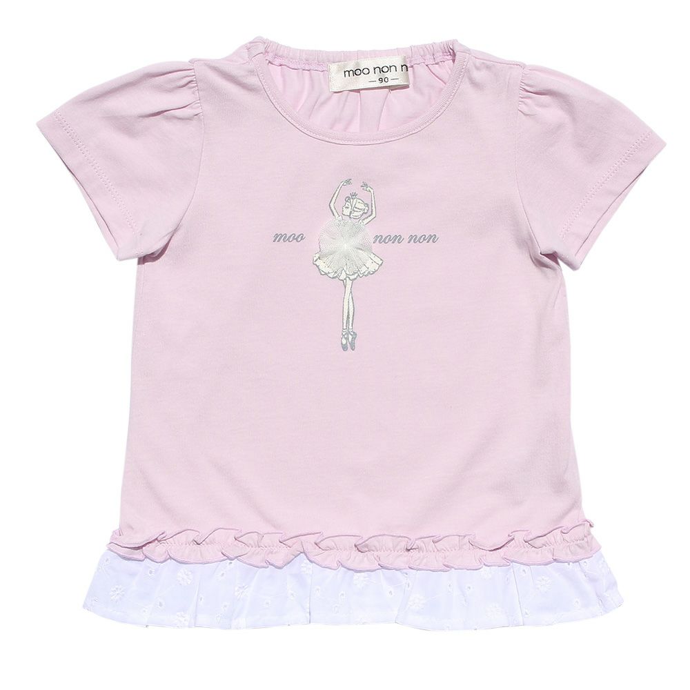Baby size 100 % cotton Ballerina T -shirt with frills Pink front