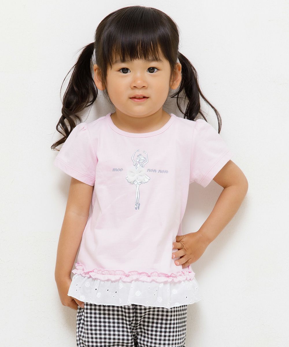 Baby size 100 % cotton Ballerina T -shirt with frills Pink model image up