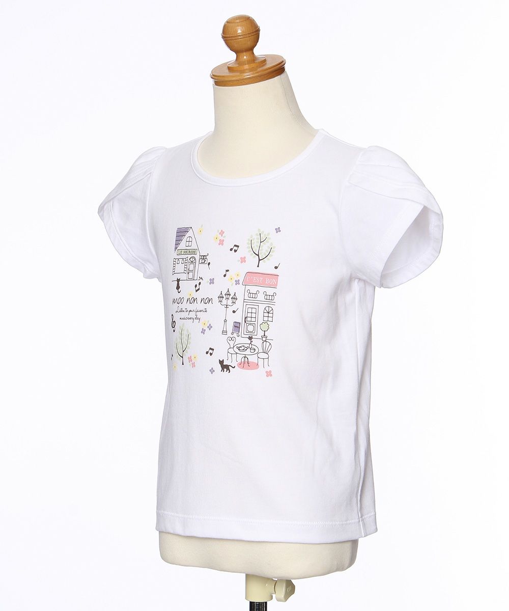 100 % cotton tulip sleeve cafe print T -shirt Off White torso